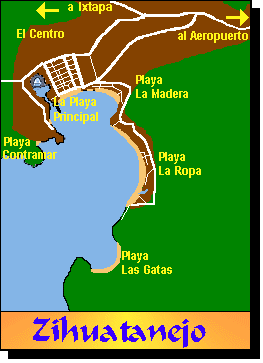 Mapa de la Bah�a de Zihuatanejo y sus playas